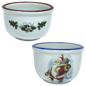 Conjunto Pote Grande Papai Noel e Médio Hollies de Porcelana