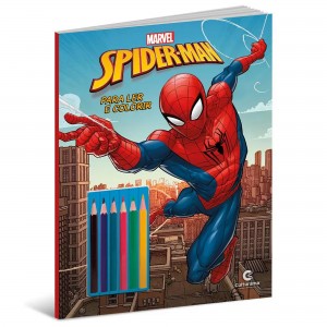Livro Homem Aranha Ler e Colorir com 36 Páginas e Conjunto de Lápis de Cor Marvel Culturama